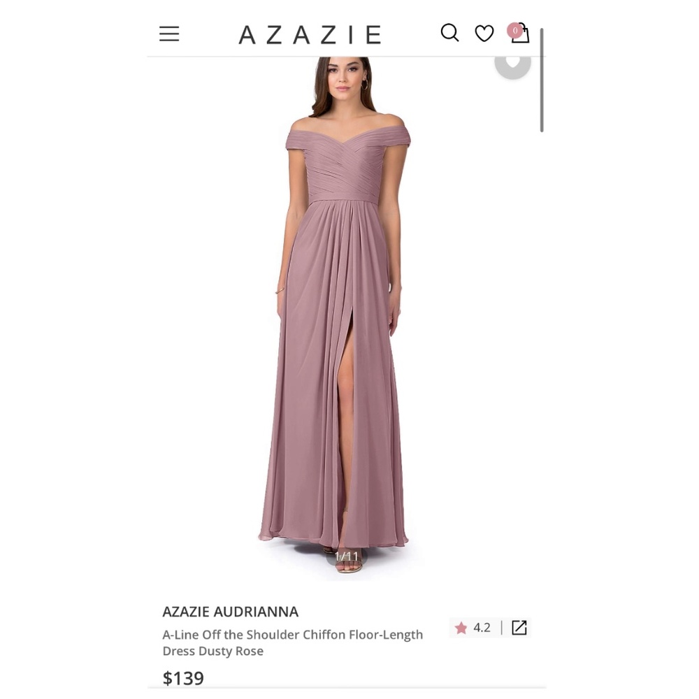 AZAZIE AUDRIANNA A-Line Off the Shoulder Chiffon Floor-Length Dress Dusty Rose